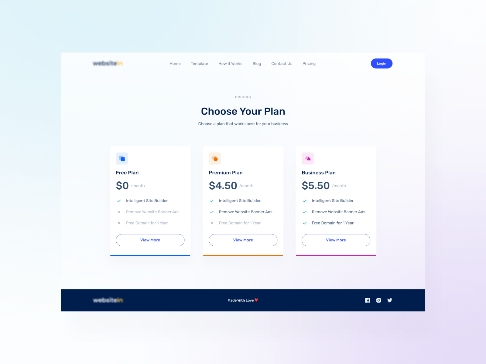 Websitein - Pricing Page animated gif animation b2b b2b website blur blurry categories design pricing pricing page pricing plan ui ui ux uidesign vector web design