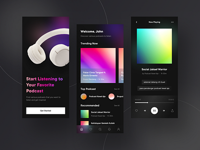 Podcast App Exploration blurry clean design gradient mobile podcast ui ui ux uidesign