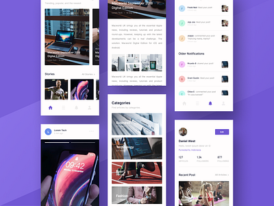 Articles App Exploration categories design discover mobile mobile app design profile ui ux uidesign