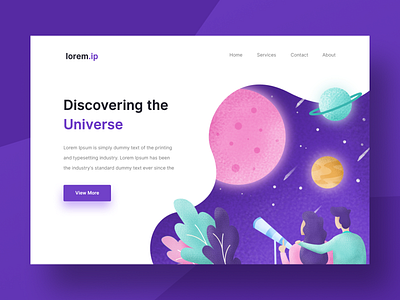 Universe Landing Page Exploration couple design galaxy illustration moon space ui ux uidesign universe web design