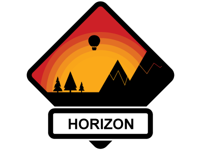 Horizon Landscape air balloon diamond gradients horixon logo mountains shadows sun sunset trees