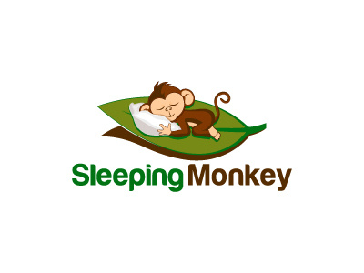 Sleeping Monkey branding calligraphy graphic design icon identity logo monkey sleeping