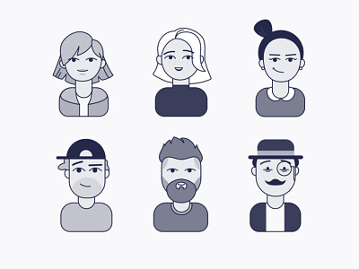 Faces avatars character design faces flat illustration illustration peoples vector
