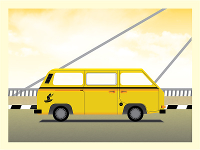 Danfo on a bridge adobe bus danfo illustration lagos naija nigeria sketch transport vector yellow