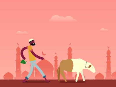 Walking with my ram adobe adobe aftereffects aftereffects animation character eid illustration illustrator motion design motiondesign motiongraphics movements nigeria sallah ui vector walkcycle