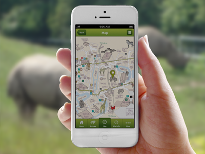 Chester Zoo app attraction green ios iphone map tab bar ui ux zoo