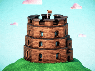 Gediminas Castle Tower illustration 3d animation animation c4d cinema 4d gameart gediminas illustration lithuania loop looping model redshift stylized tower vilnius