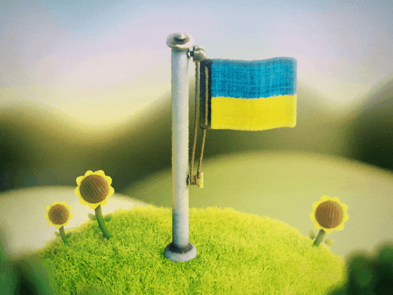 Ukraine flag stylized 3D loop 3d animation 3d illustration animation c4d cinema 4d flag illustration loop motion graphics redshift substancepainter sunflower ukraine