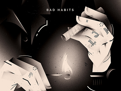Bad Habits bad habits cigar cigars fire illustration lyrics match tattoo tattoos