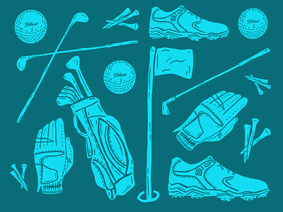 Golf Equipment design equipment golf golf bag golf ball golf club golf equipment illustrations shoes tee tees