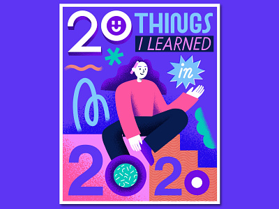 20 Things I Learned in 2020 book cover book cover design illustration illustration art illustration design illustration digital illustrations lettering lettering art person