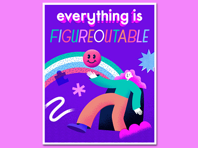 Everything is Figureoutable bold colors cover art cover artwork illustration illustration art illustration design illustration digital lettering passion project poster design woman illustration