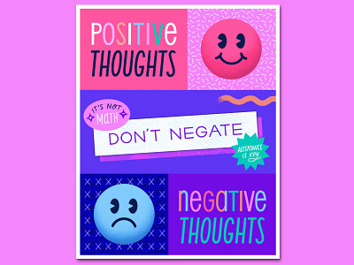 Positive Thoughts Don't Negate Negative Thoughts cover art cover book cover design illustration illustration art lettering art lettering artist poster art poster design