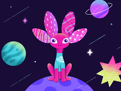 NVIDIA STUDIO unofficial mascot Challenge character character design clean creative design dribbble illustration space