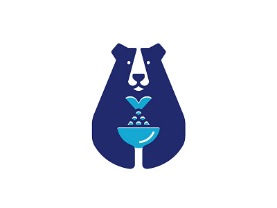 Bear + fish bowl icon