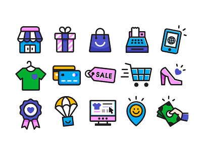 Fun E-commerce Icon Set e commerce fun icon iconic icons simple