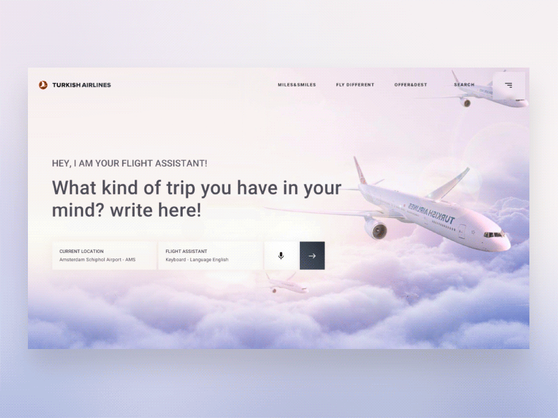 Turkish Airlines - Flight Assistant AI ae ai animation booking flight ui ux