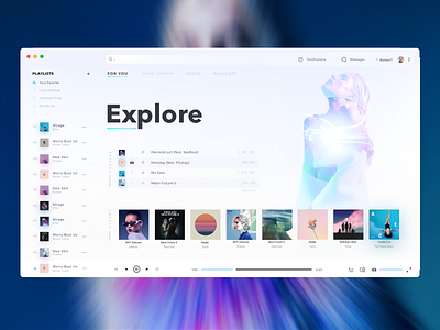 Music Player - Aqua (Desktop) clean desktop light minimal music simplicity ui ux