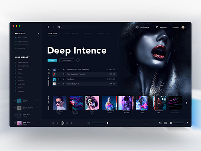 Dark Music Player - Aqua (Desktop) dark desktop inspiration minimal music player ui
