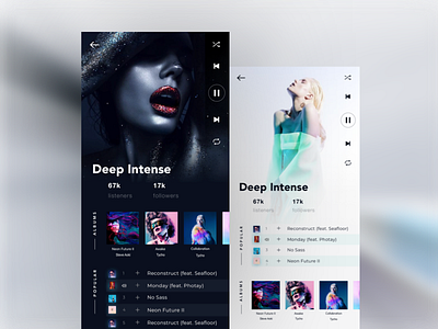 Aqua Music App - Mobile Screens