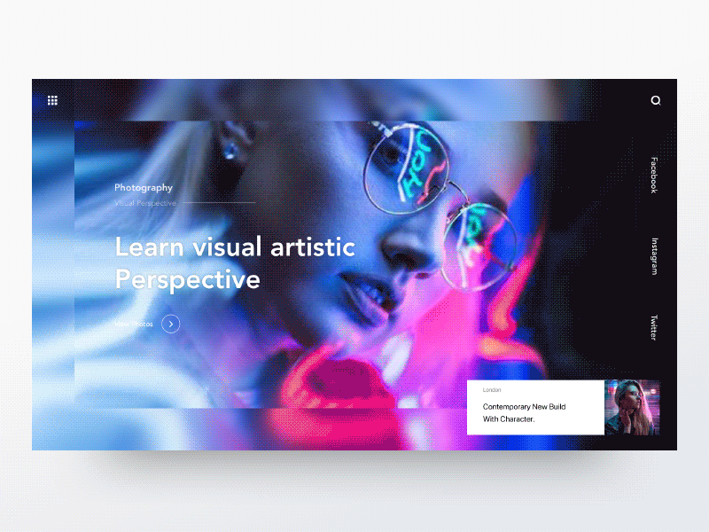 Photography Portfolio - Transition v2 animation animations concept debut design gif minimal smooth transition ui ux