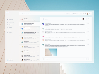 Blueblue Chat chat clean concept dashboard debut light minimal typography ui ux design
