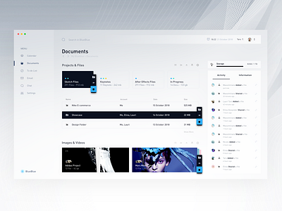 Files & Documents Dashboard - BlueBlue concept dasedesigns dashboard ui debut design documents file manager files minimal ux