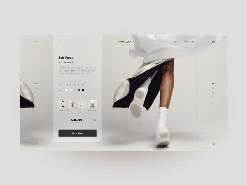 Mango product detail page ae animation debut gif minimal muzli product product branding smooth