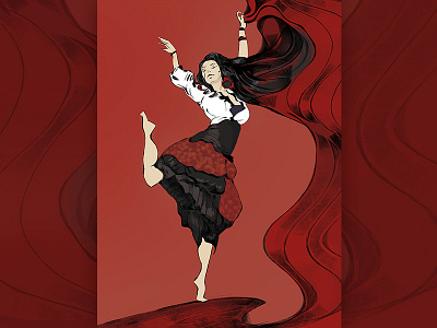 Gypsy character dance girl illustration