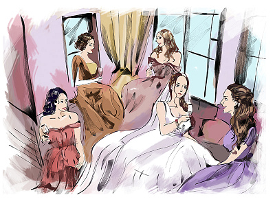 Wedding girl graphic illustration wedding