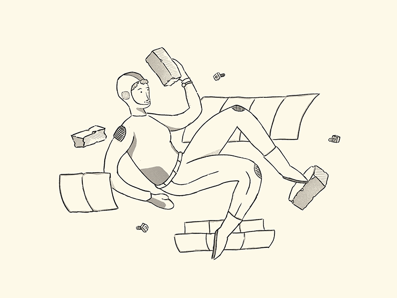 Builder animation astronaut black gif grey illustration procreate run space yellow