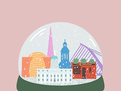 Christmas in Dublin christmas city cute dublin europe illustration ireland snow globe snowglobe winter