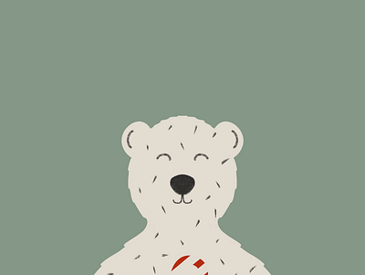 North Pole bear candy cane character cute illustration polar bear procreate winter