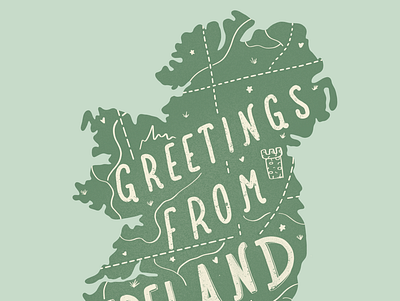 Greetings from Ireland cute cute illustration dublin illustration ireland map postcard procreate