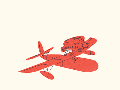 Porco Rosso ghibli illustration miyazaki plane procreate red simple