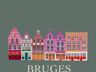 Christmas in Bruges belgium bruges christmas cute december europe holidays illustration procreate travel xmas