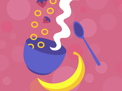 Breakfast Cereal banana cereal cheerios design food illustration illustrator strawberries strawberry vector vector illustration