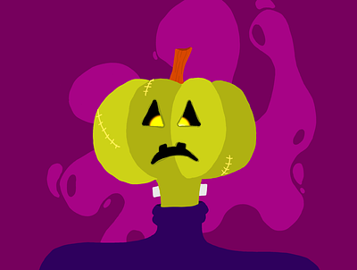 Pumpkin-stein character design cute design frankenstein halloween halloween design illustration illustrator inktober pumpkin spooky vectober