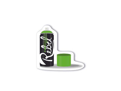 Rebel sticker - florescent green spray paint branding logo rebel spray can spray paint typography