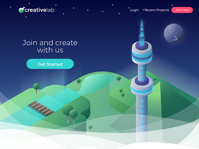 Illustration for CreativeLab Web-site illustration isometric web design