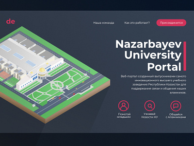 University Portal illustration isometric landing university web design