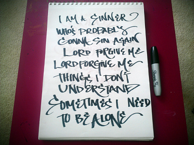 Lettering Lyrics, Kendrick Lamar calligraphy graffiti hand style lettering sketchbook tag typography