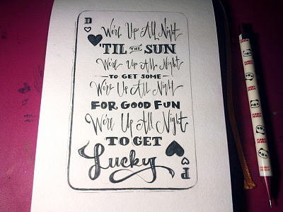 Lettering Lyrics, Daft Punk - Get Lucky cards daft punk get lucky hand lettering lucky pencil script sketchbook typography