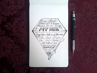 Lettering Lyrics, Lana Del Rey - Young and Beautiful diamonds graphite lana del rey lettering lyrics sketchbook typography