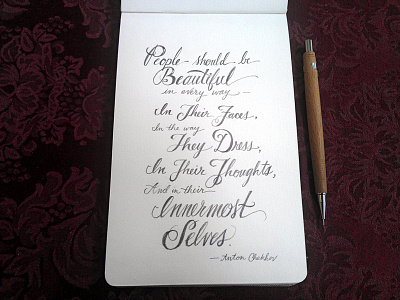 Lettering Quotes, Anton Chekhov graphite lettering pencil quotes script sketchbook typography