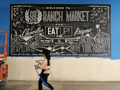 Murals for 99 Ranch Market (Chandler, AZ) arizona asian cactus chalk chalkboard dallasartist food freehand grocery hand lettering illustration illustrator lettering market mural script shop typography