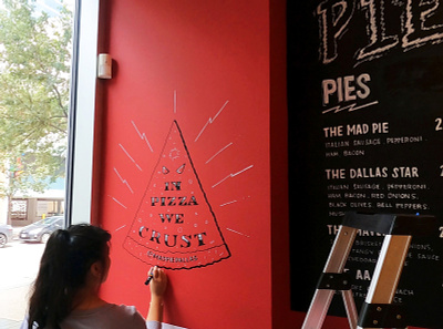 Mad Pie Menu + Mural Design dallas hand lettering illustration lettering motto pizza restaurant script typography