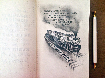 Lettering Lyrics, Frank Ocean - Lost graphite lettering print sketchbook train typography