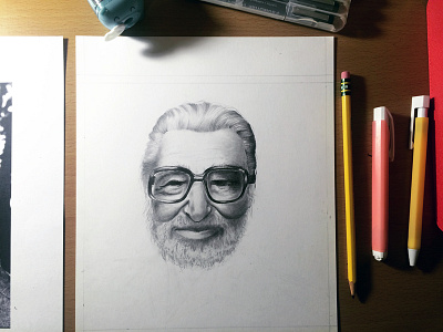 Portrait WIP beard black and white glasses graphite paper pencil portrait shading