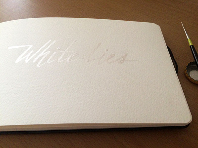 Experimental White on White calligraphy ink lettering notebook sketchbook typography white